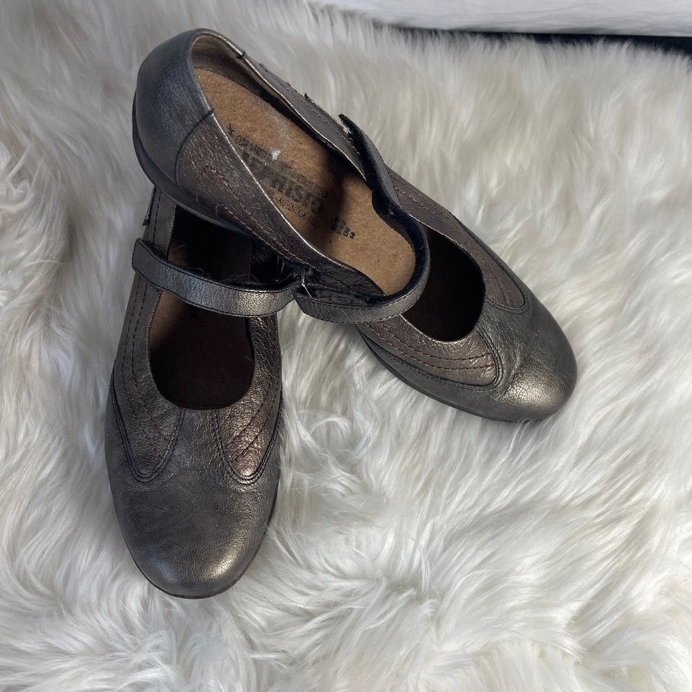 Mephisto Pewter Bronze Metallic Leather Mary Jane Shoes‎ Sz 10